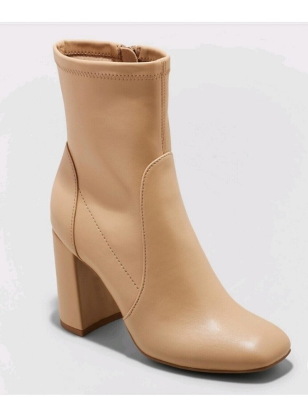 A New Day Penelope Stretch Boot Women's Size 8 Nude Beige Block Heel Ankle Boot